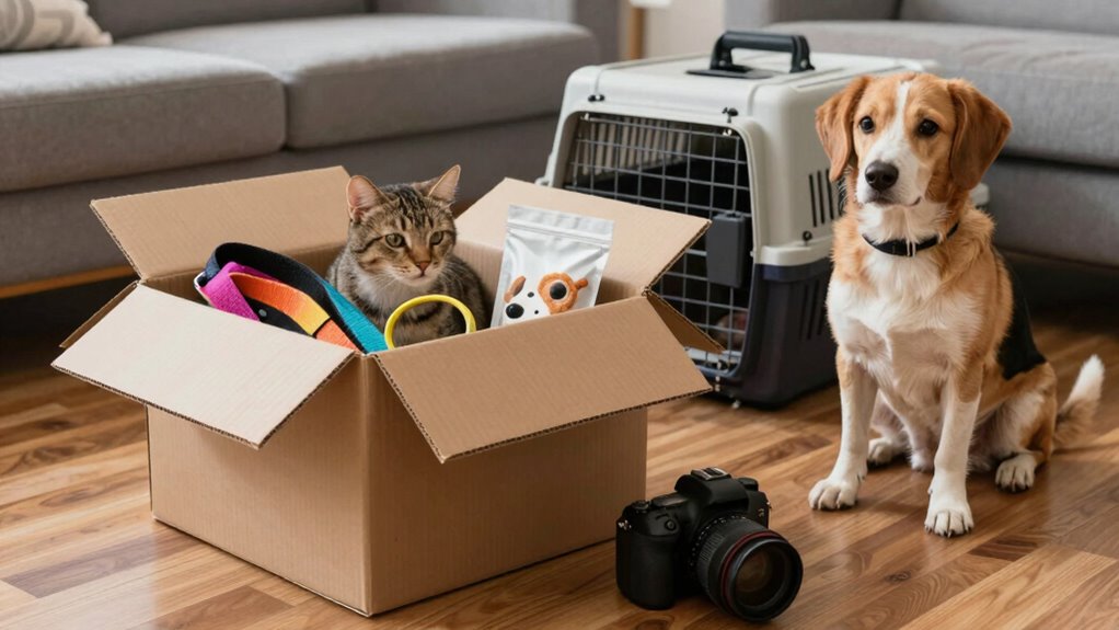accessible pet essentials during move
