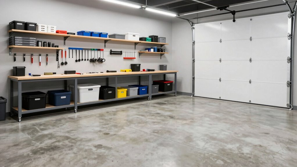 garage organized with balanced storage