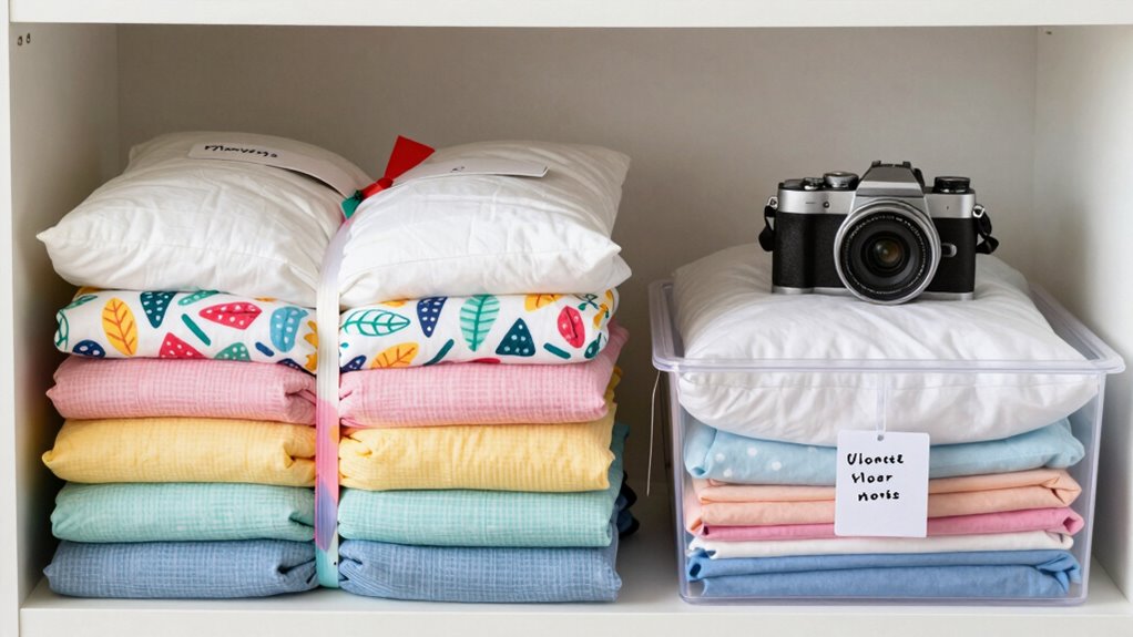 organize bedding with labels