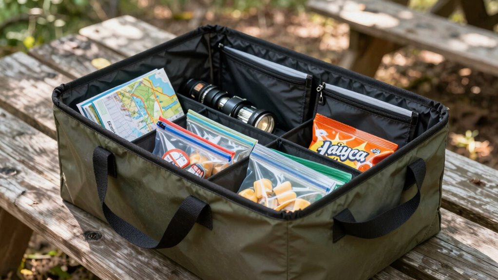 organize essential camping gear