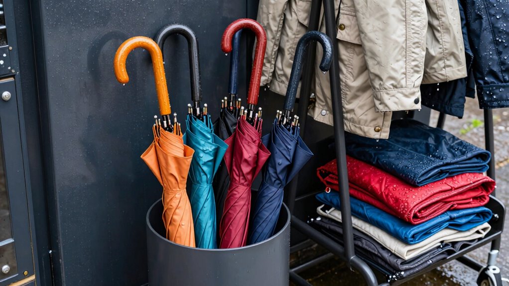 organize wet umbrellas properly