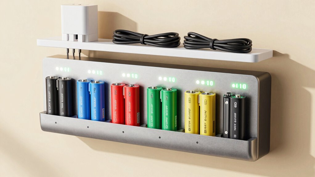 organized battery charging station
