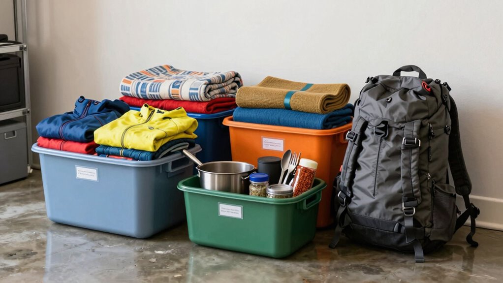 organized camping gear storage