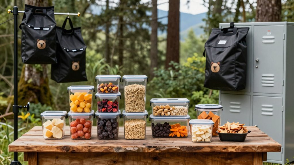 organized wildlife safe camping pantry