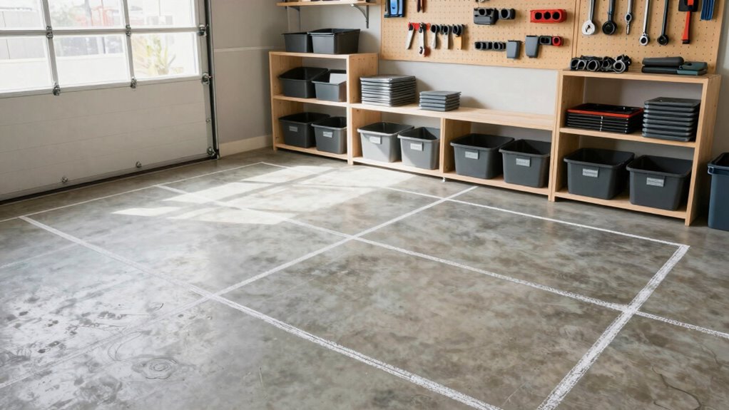 sectioned accessible garage organization